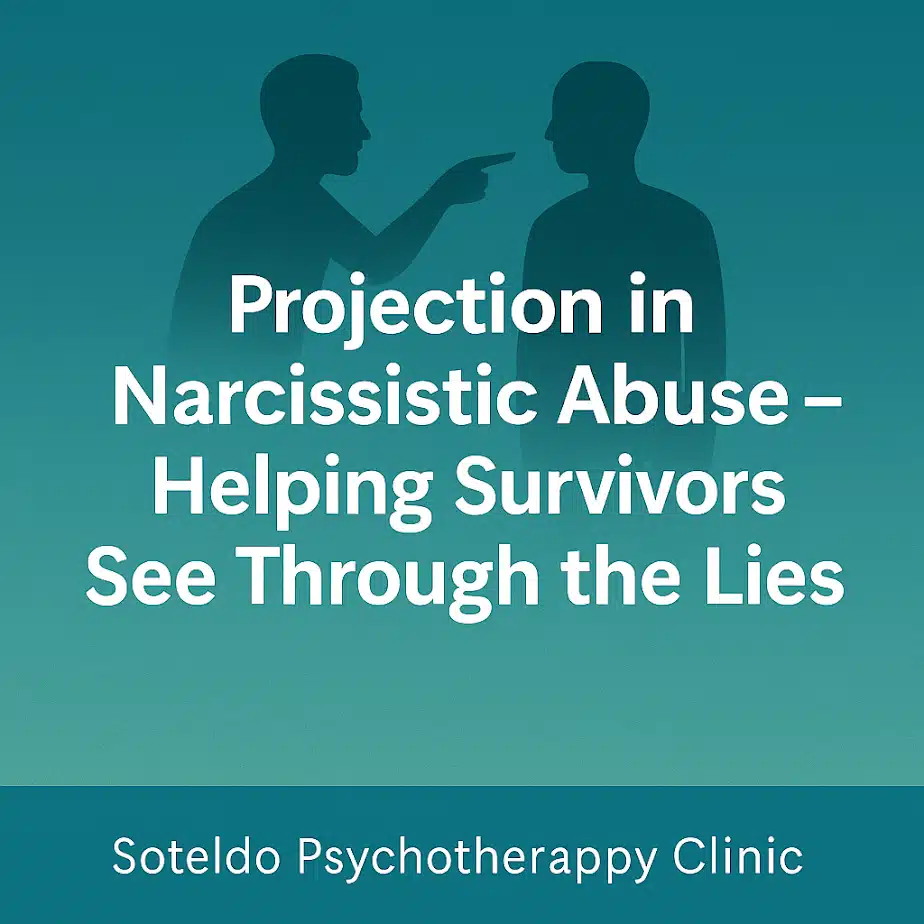 Illustration representing projection and blame dynamics in narcissistic abuse.