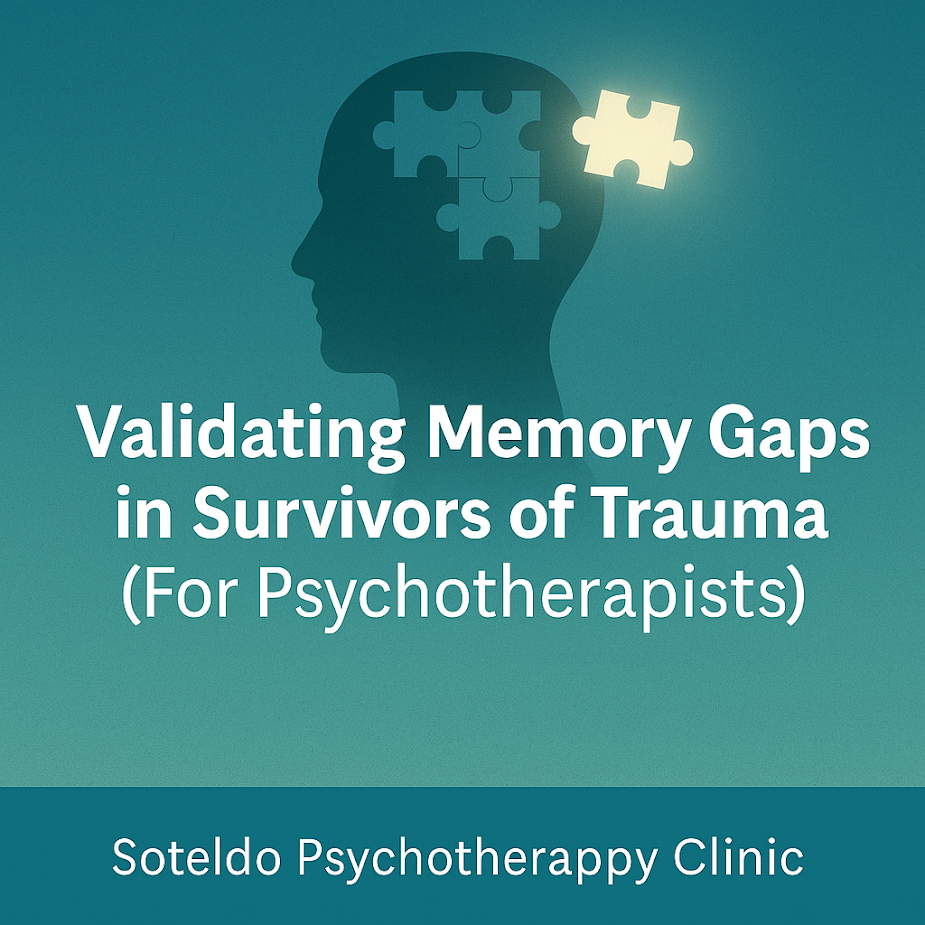Illustration representing memory gaps and fragmented recall associated with trauma.