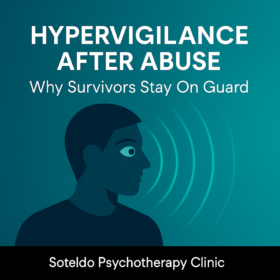 Illustration representing hypervigilance and heightened alertness following abuse.