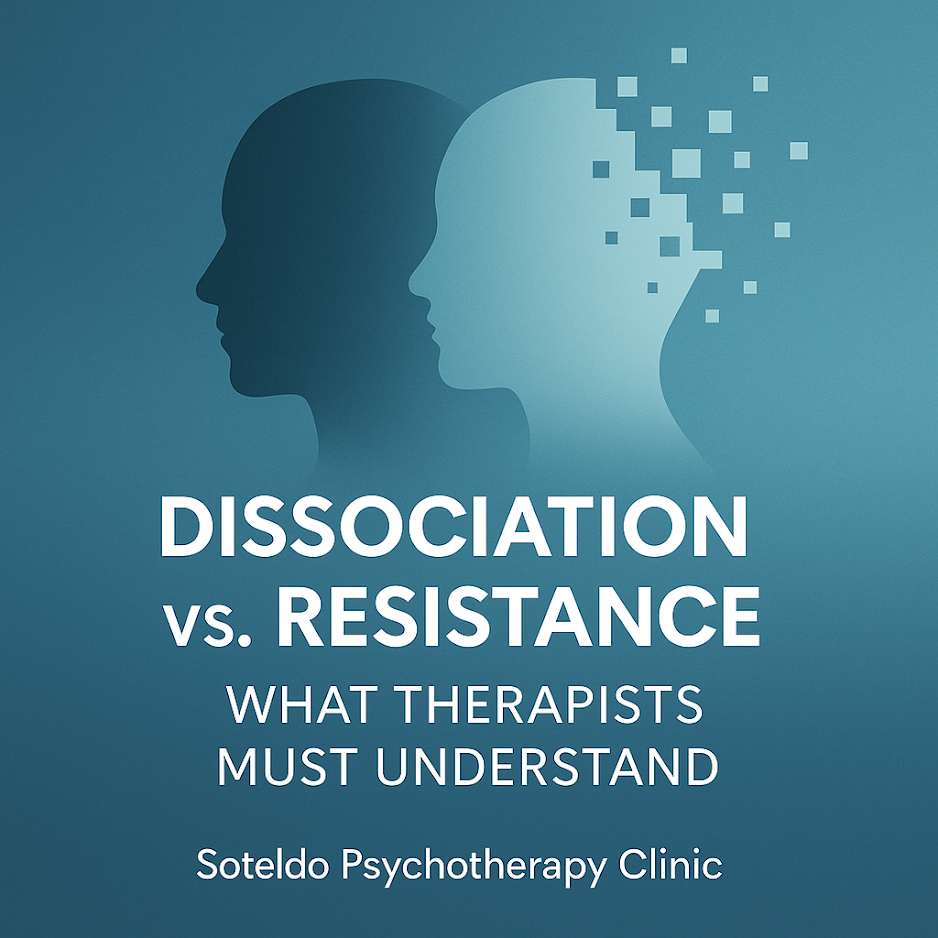 Illustration representing dissociation and psychological distancing compared with resistance.