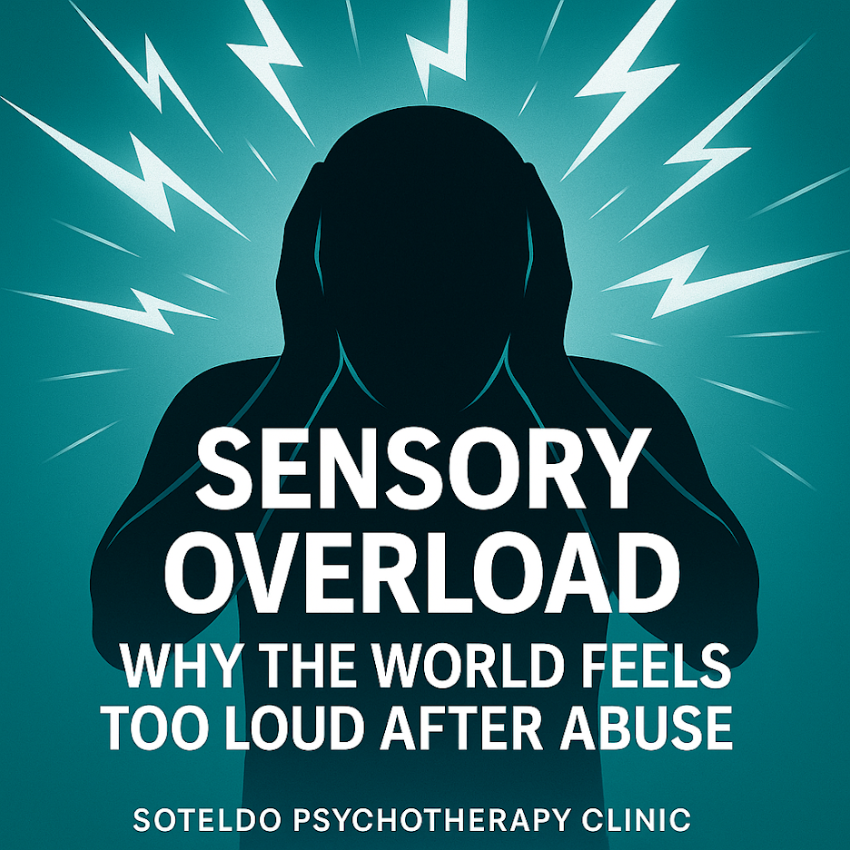 Illustration representing sensory overload and heightened sensitivity after trauma.