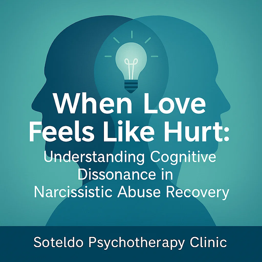 Illustration representing when love feels like hurt: understanding cognitive dissonance in narcissistic abuse recovery