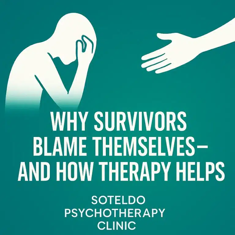 Illustration representing self-blame and the role of support in emotional healing.
