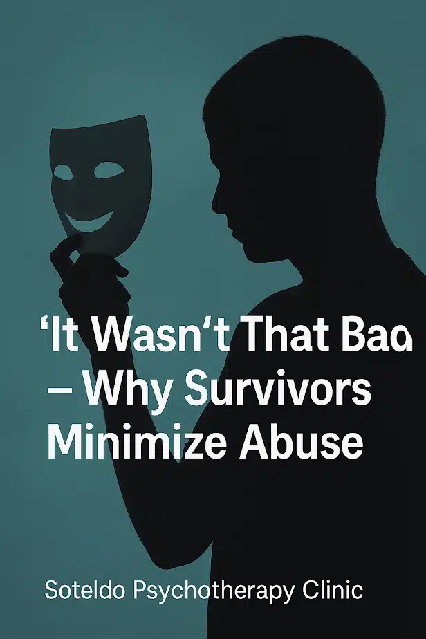 Illustration representing minimization of abuse and emotional masking.