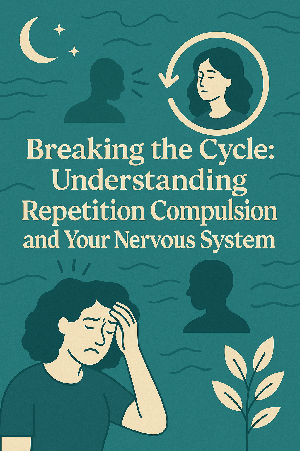 Graphic of a person in distress symbolizing repetition compulsion patterns and nervous system responses