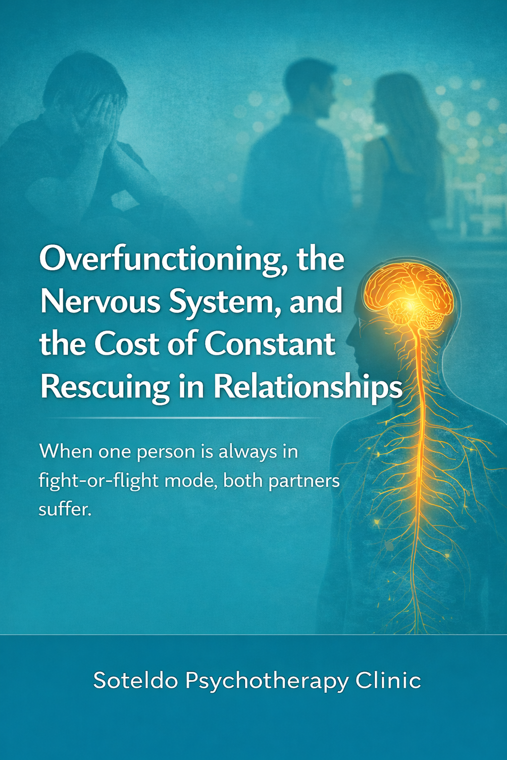 Illustration representing overfunctioning and nervous system stress caused by constant rescuing in relationships