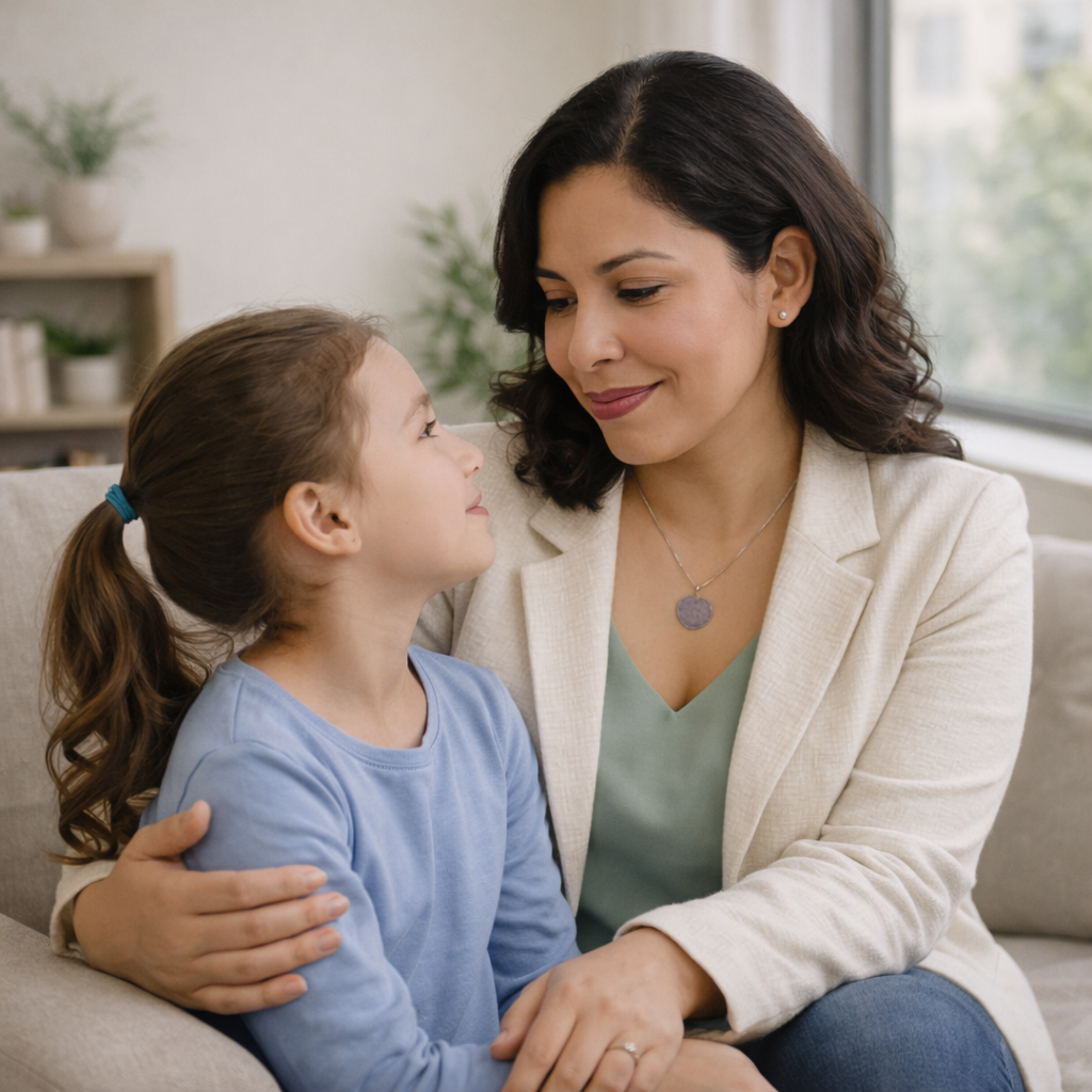 Mother and daughter in warm embrace