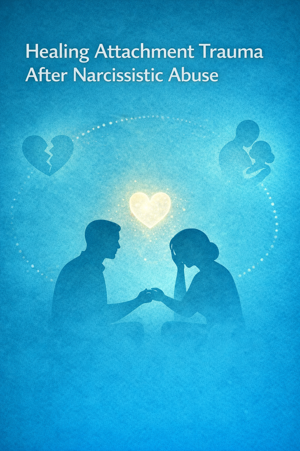 Illustration showing how narcissistic abuse creates attachment trauma and how survivors rebuild secure attachment.