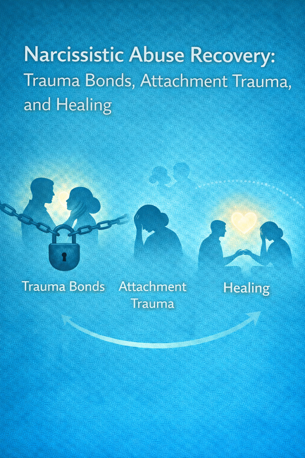 Illustration explaining narcissistic abuse recovery including trauma bonds and attachment trauma healing.