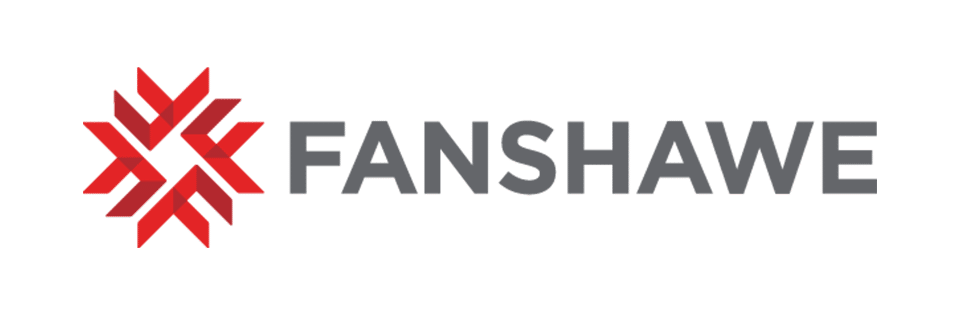 Fanshawe logo: red geometric star mark to the left of a gray 'FANSHAWE' wordmark = brand emblem.