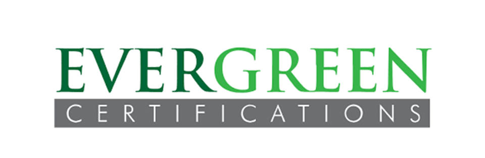 Evergreen Certifications logo with green wordmark and gray certificate bar