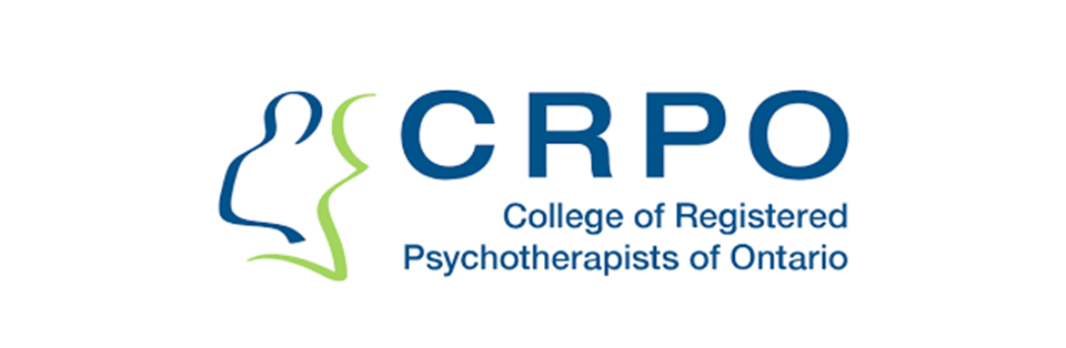 CRPO logo featuring a blue and green abstract profile icon and the text 'CRPO College of Registered Psychotherapists of Ontario'