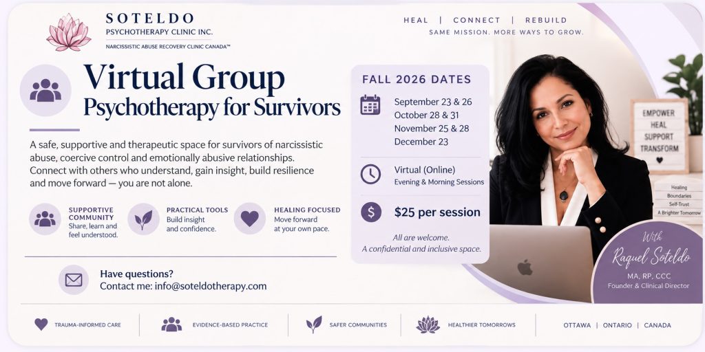 Virtual group psychotherapy for survivors of narcissistic abuse and coercive control in Ontario