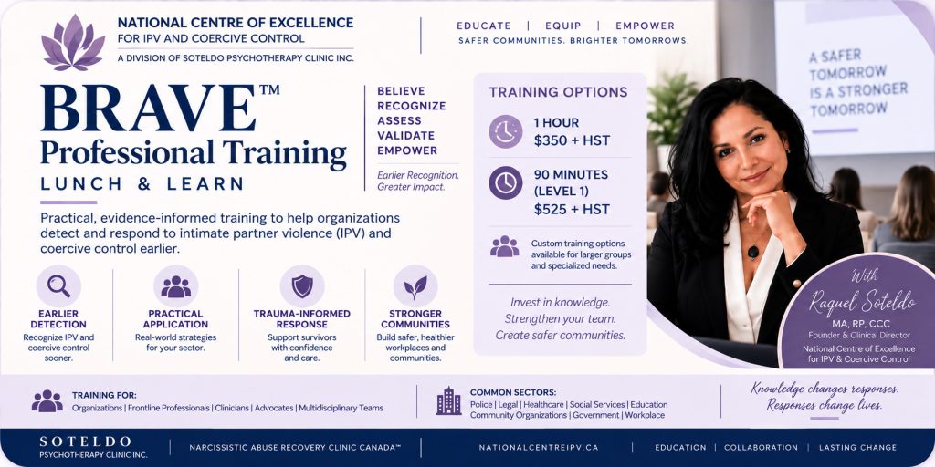 BRAVE professional IPV and coercive control training for organizations and frontline professionals in Canada