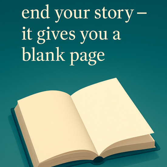 Inspirational graphic representing new beginnings and rewriting one’s story after divorce.