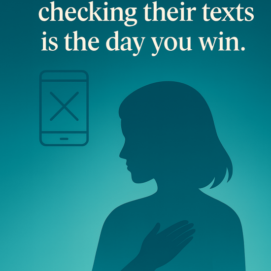 Inspirational graphic representing emotional independence and letting go of checking an ex’s messages