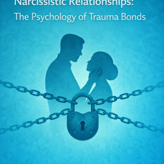 Infographic explaining trauma bonds and why victims stay in narcissistic relationships.