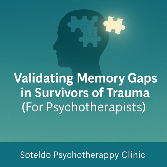 Illustration representing memory gaps and fragmented recall associated with trauma.