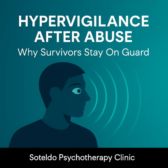 Illustration representing hypervigilance and heightened alertness following abuse.