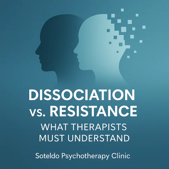 Illustration representing dissociation and psychological distancing compared with resistance.