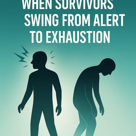Illustration representing a collapse response shifting from alertness to exhaustion.