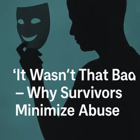 Illustration representing minimization of abuse and emotional masking.